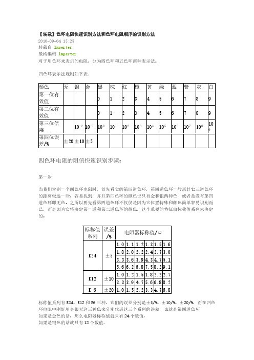 色环电阻快速识别方法和色环电阻顺序的识别方法-推荐下载