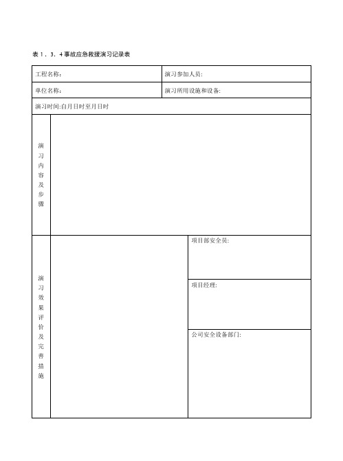 事故应急救援演习记录表