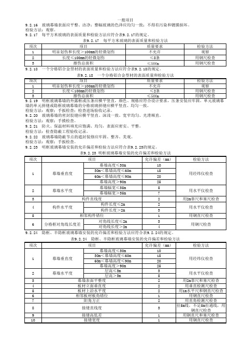 03090101玻璃幕墙安装检验批