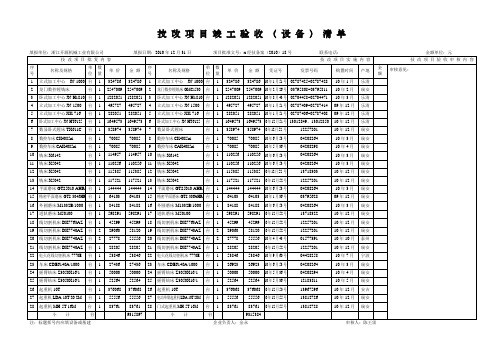 竣工验收设备清单