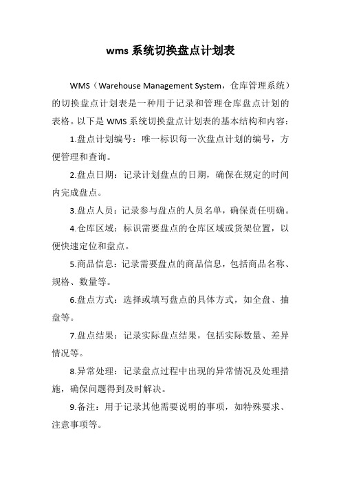 wms系统切换盘点计划表