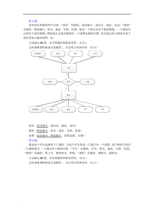 数据库 10个ER图练习题(只有ER图)