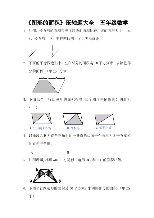 《图形的面积》压轴题大全  五年级数学 (5)