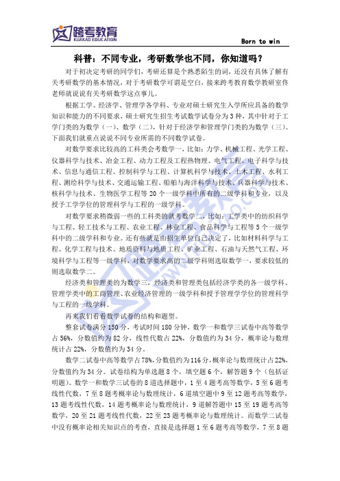 科普：不同专业,考研数学也不同,你知道吗？