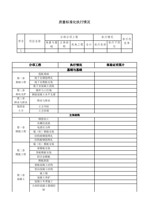 质量标准化执行情况表