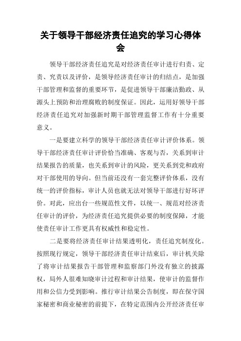 关于领导干部经济责任追究的学习心得体会