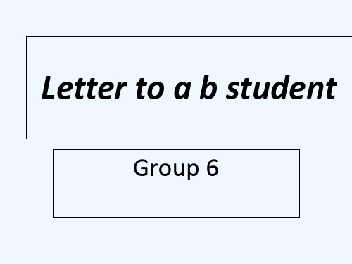 Letter to a b student PPT