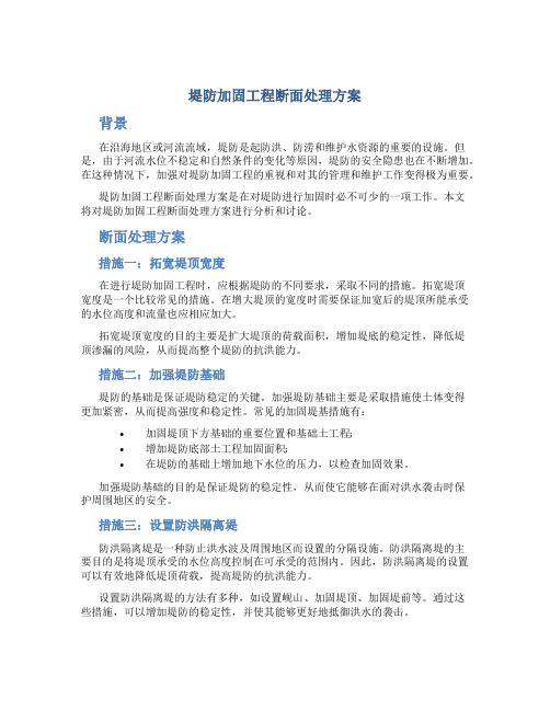 堤防加固工程断面处理方案