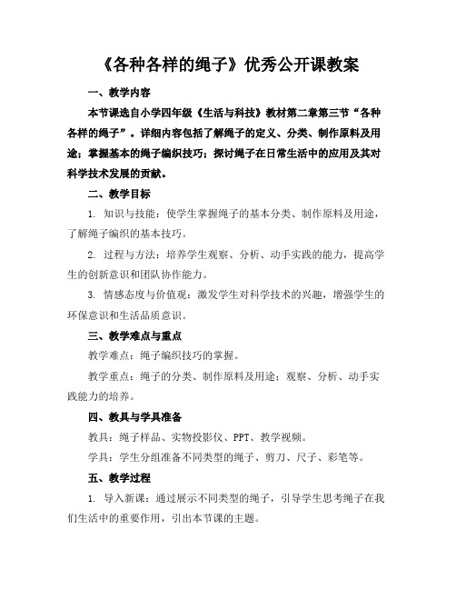 《各种各样的绳子》优秀公开课教案