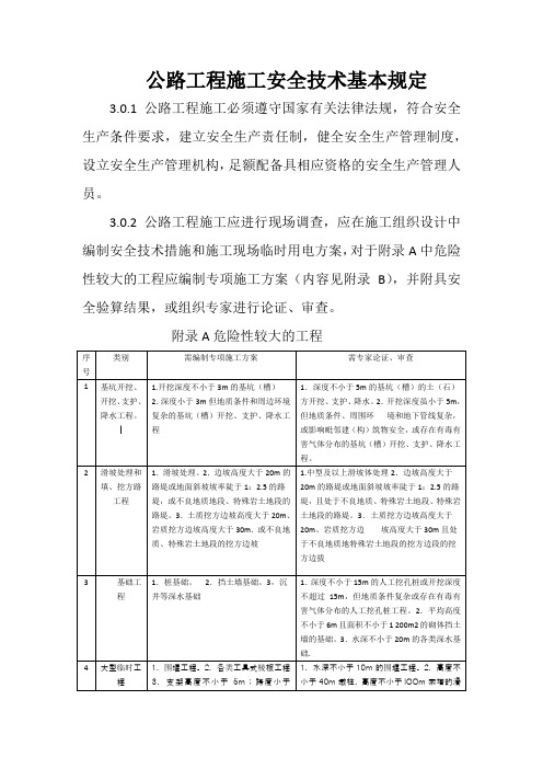 公路工程施工安全技术基本规定