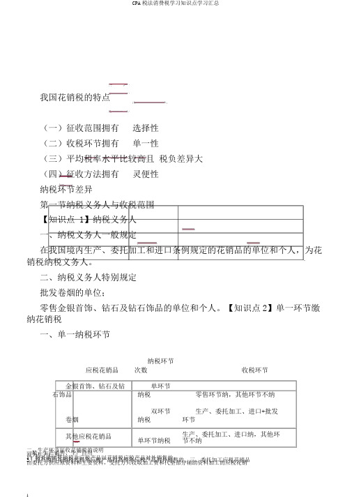 CPA税法消费税学习知识点学习汇总