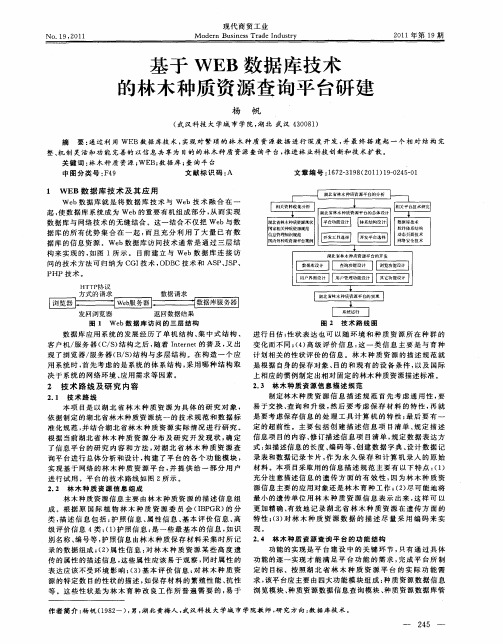 基于WEB数据库技术的林木种质资源查询平台研建