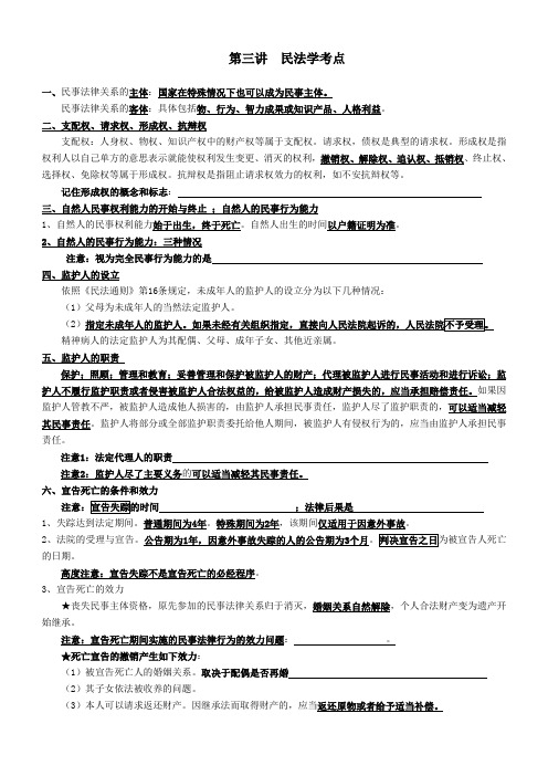 公共基础知识：法律基础知识之民法学考点、重点汇总