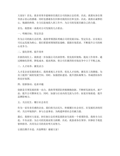 执行总经理任职发言稿范文