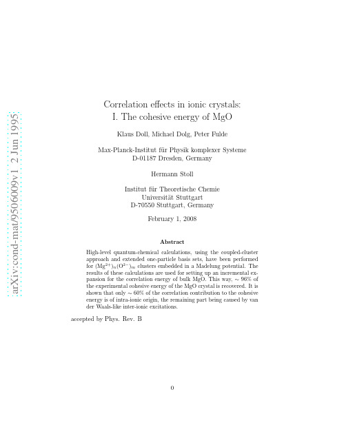 Correlation effects in ionic crystals I. The cohesive energy of MgO