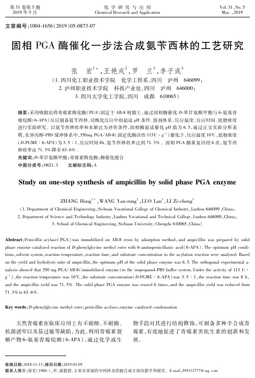 固相PGA酶催化一步法合成氨苄西林的工艺研究