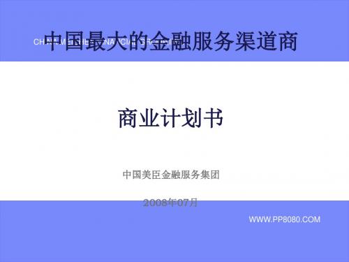 中国最大的金融服务渠道商商业计划书(PPT30张)