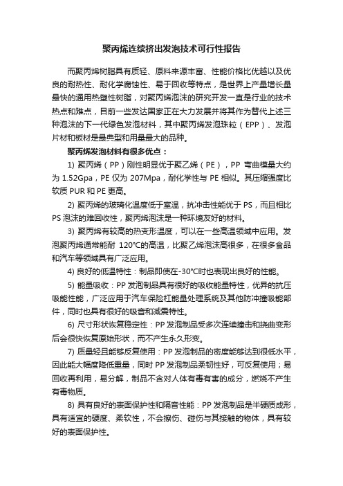 聚丙烯连续挤出发泡技术可行性报告