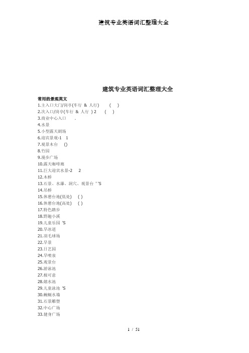 建筑专业英语词汇整理大全