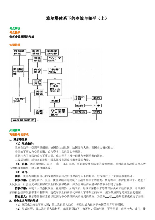 高中历史 知识点考点解析含答案 雅尔塔体系下的冷战与和平(上)01知识讲解