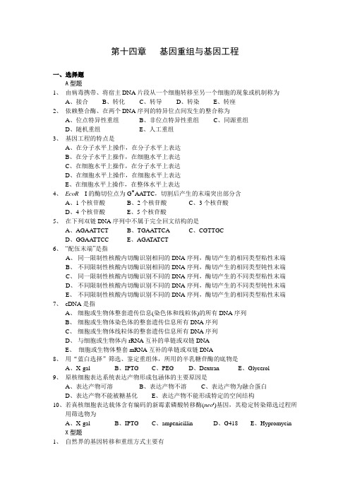 第十四章 基因重组与基因工程