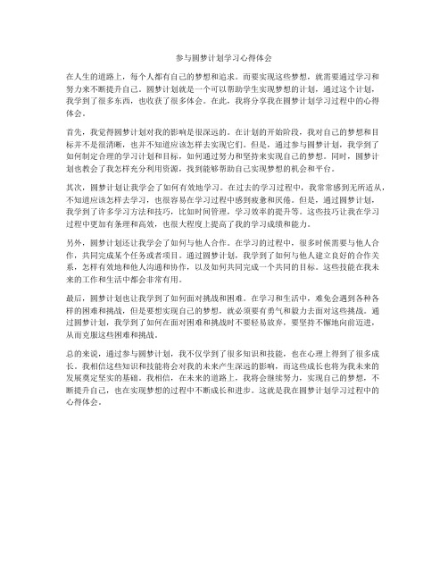 参与圆梦计划学习心得体会