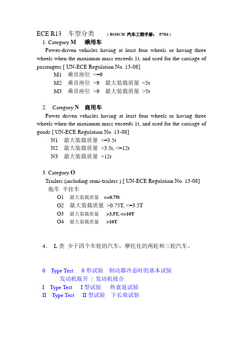 ECE R13  车型分类