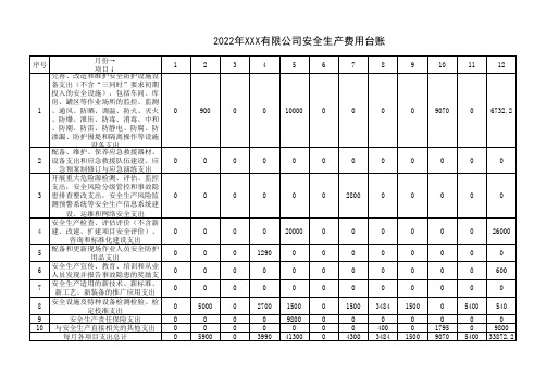 安全生产标准化安全生产费用台账