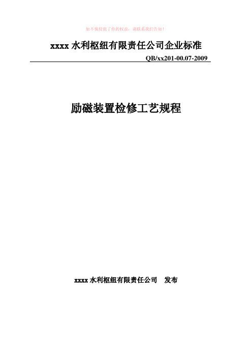 水力发电厂励磁装置检修工艺规程