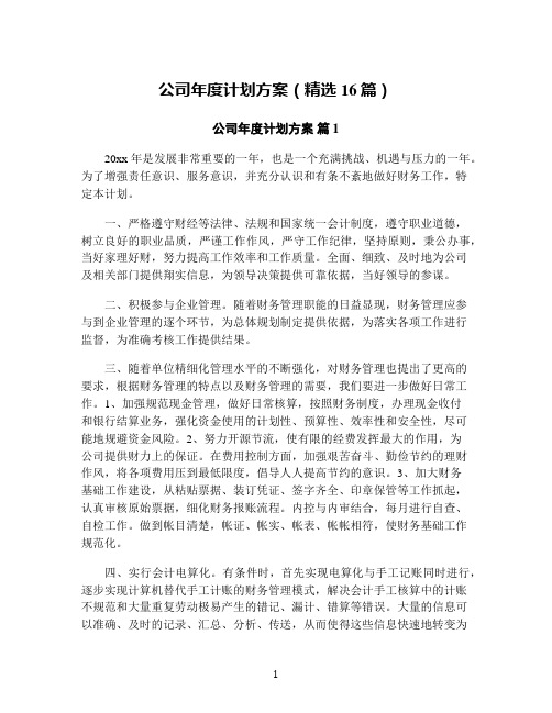 公司年度计划方案(精选16篇)