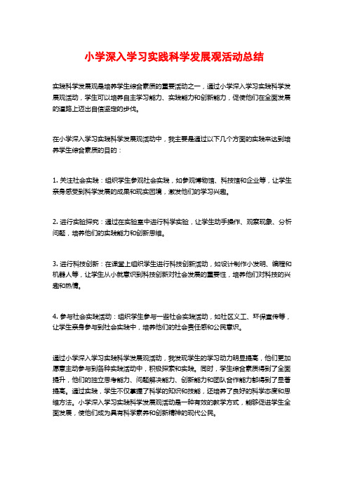 小学深入学习实践科学发展观活动总结