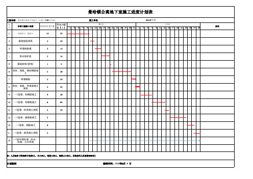 曼哈顿公寓地下室进度计划