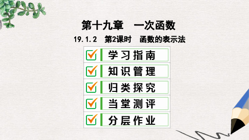 八年级数学下册第十九章一次函数19.1函数19.1.2函数的图象第2课时函数的表示法课件新版新人教版