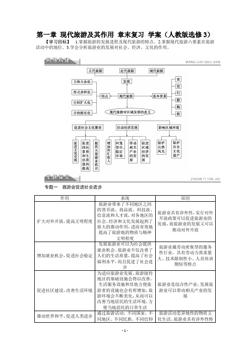 高中地理教学案——现代旅游及其作用 章末复习