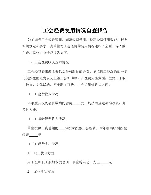 工会经费使用情况自查报告