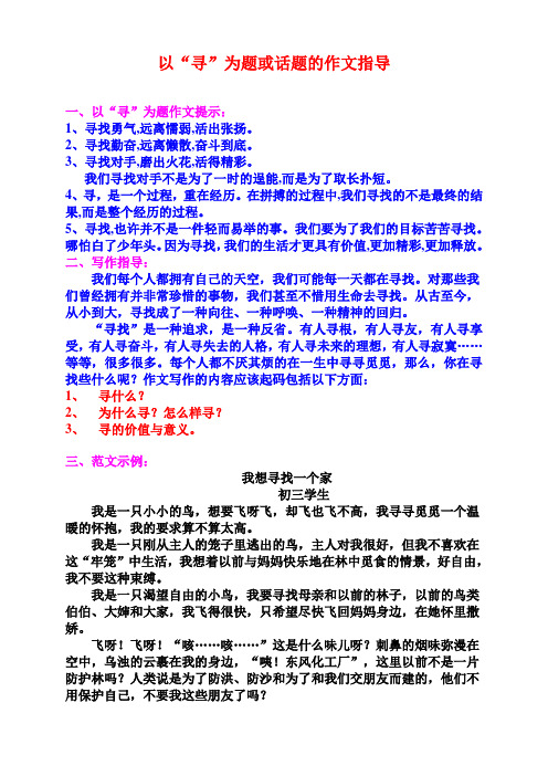 以“寻”或“寻找”为话题作文指导.doc