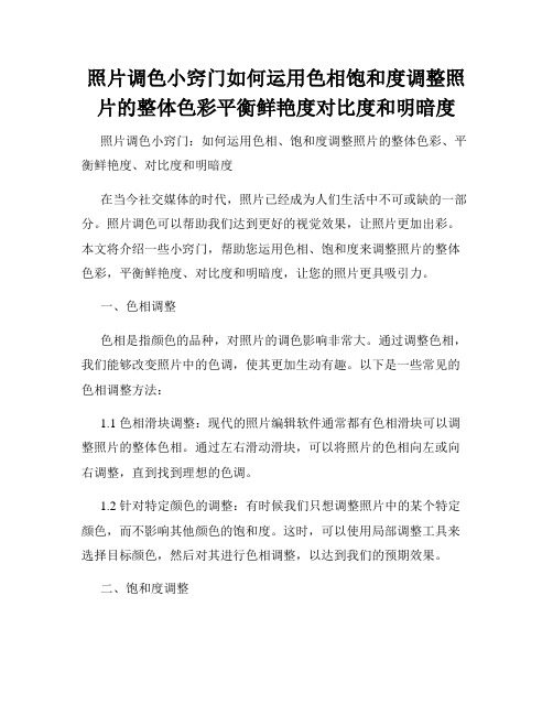 照片调色小窍门如何运用色相饱和度调整照片的整体色彩平衡鲜艳度对比度和明暗度