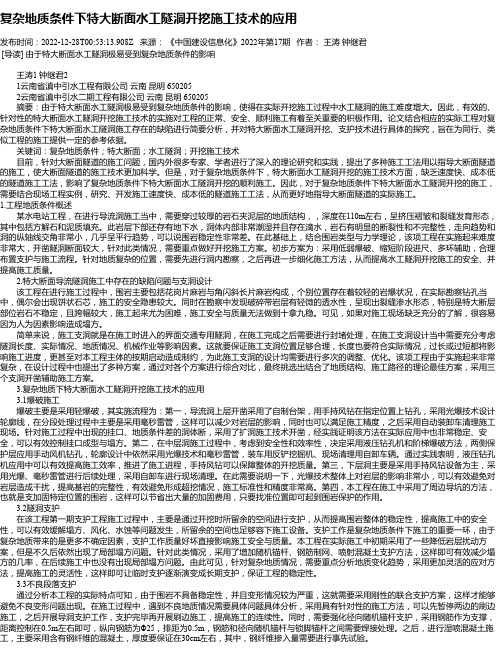 复杂地质条件下特大断面水工隧洞开挖施工技术的应用