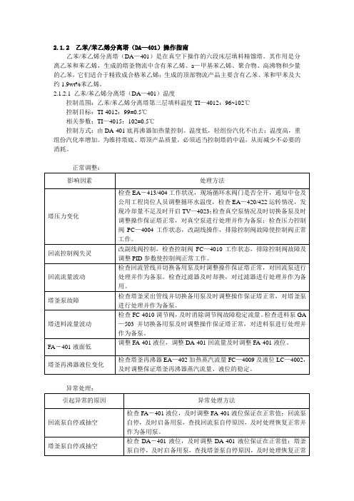 苯乙烯精馏操作指南