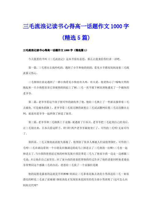 三毛流浪记读书心得高一话题作文1000字(精选5篇)