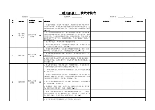 项目总工绩效考核