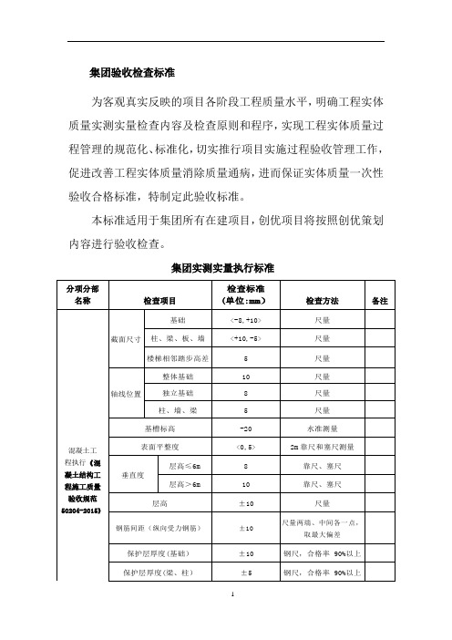 集团验收检查标准