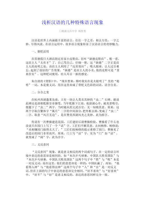 浅析汉语的几种特殊语言现象