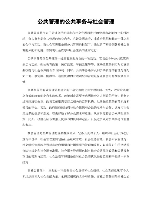 公共管理的公共事务与社会管理