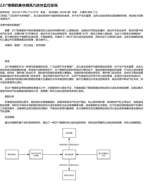 ZJ17卷烟机集丝箱风力送丝监控系统