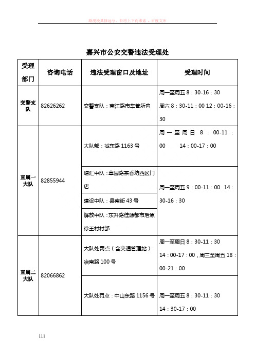 浙江嘉兴交通违法受理处