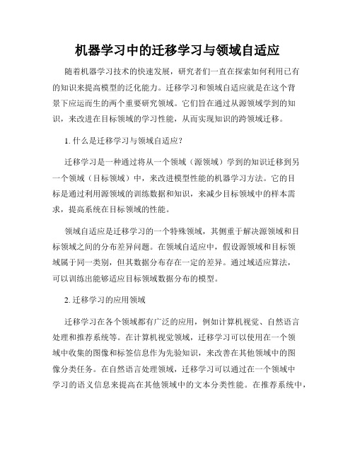 机器学习中的迁移学习与领域自适应