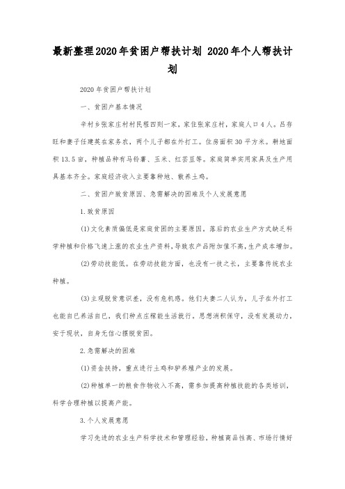 最新整理2020年贫困户帮扶计划.docx