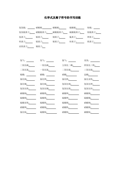 化学式及离子符号的书写训练