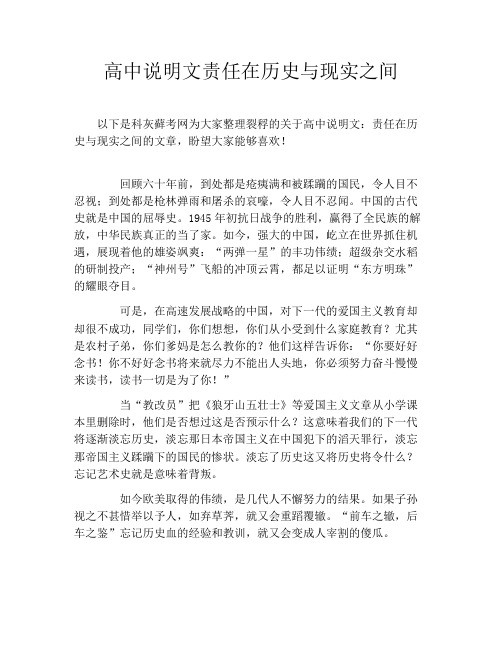 高中说明文责任在历史与现实之间